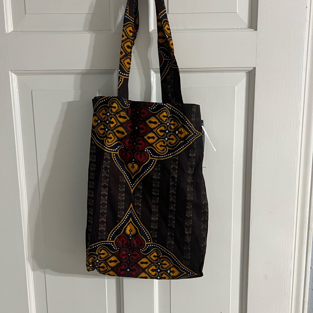 Elegant Black and Yellow Patterned Tote Bag